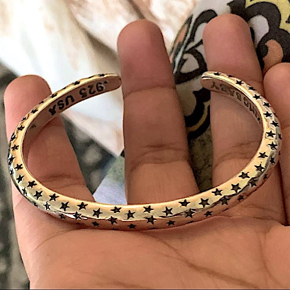STERLING SILVER STAR CUFF BANGLE BRACELET - Picture 8 of 8